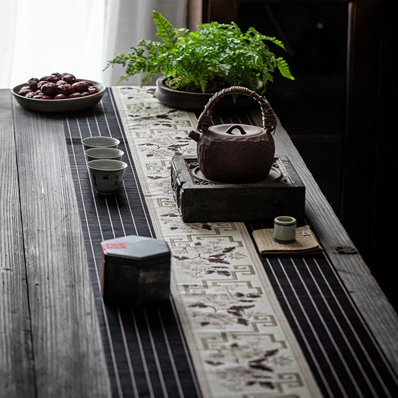 

Бамбуковый коврик с вышивкой для чая в стиле кунг-фу, Классическая винтажная дорожка для чайного стола, чайная чашка, коврик, скатерть в стил...