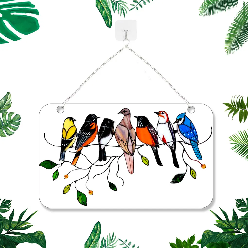 

Window Panel Fowl Shape Hanging Pendant Acrylic Stained Panel Christmas Wedding Festival School For Home Decoration
