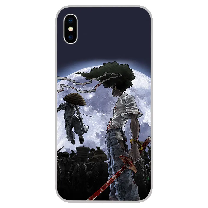 Афросамурай чехлы из мягкого силикона TPU Чехлы для iPhone 11 Pro XS Max X XR 8 7 6S Plus 5S SE 4S