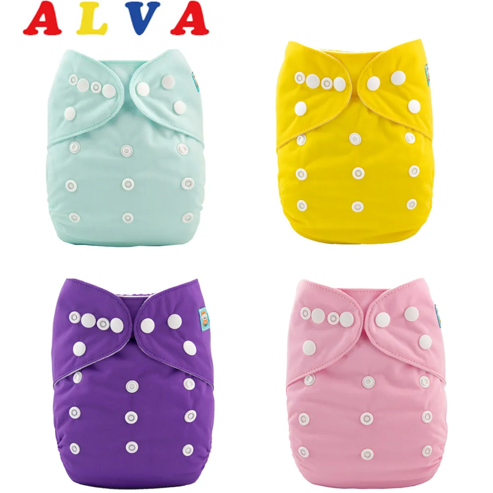 ALVABABY 2021 однотонные водонепроницаемые и дышащие 20 шт. детские тканевые подгузники
