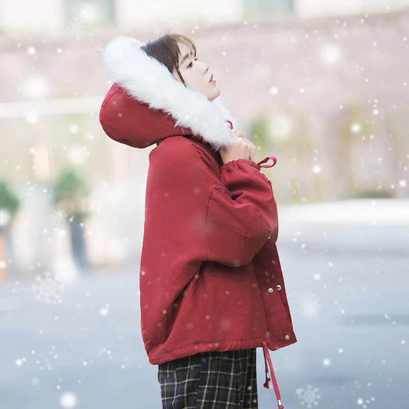 

Cotton dress autumn and winter 2020 new versatile Korean loose plush short cotton padded jacket korean winter clothes women