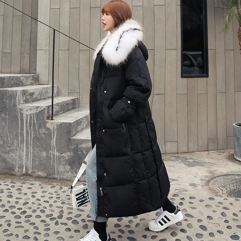 Толстая Повседневная Длинная парка с капюшоном и карманами Женская однотонная