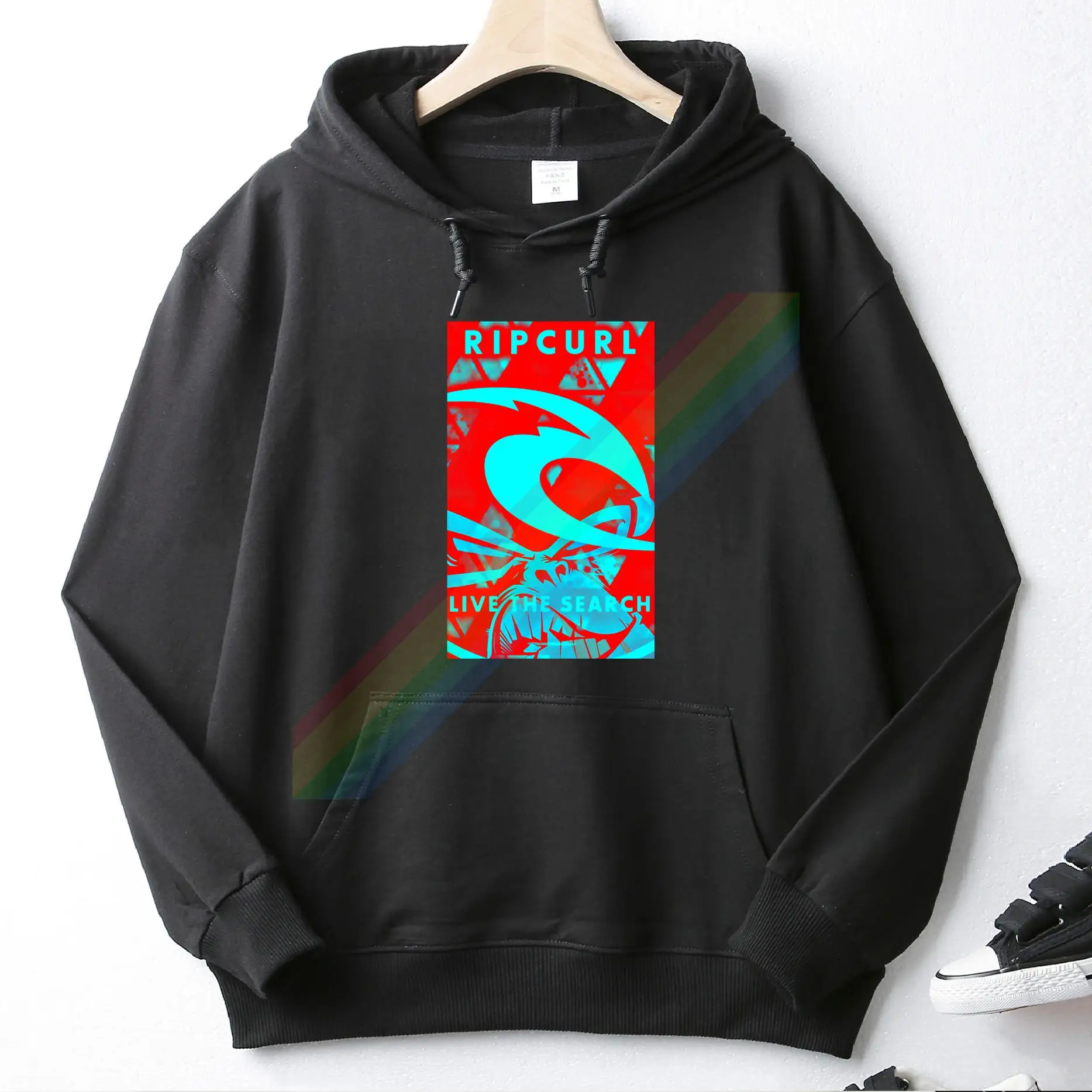 

Rip Red And Blue Logo Curl Autumn Winter Custom Unique Print Pullover Popular High Quality Pocket Hoodie Sweatshirt Unisex Top
