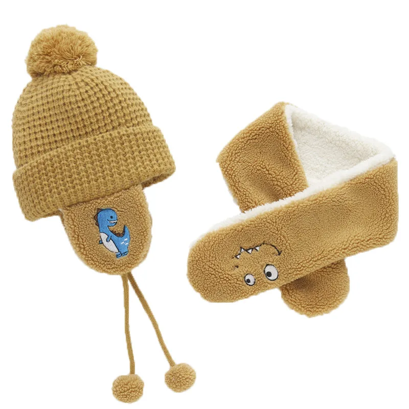 

Kids Cartoon Bear Stripe Hats And Scarf Baby Set Girl Boy Cap Scarf Set Child Winter Earmuffs Warm Suit sombrero bufanda ninos