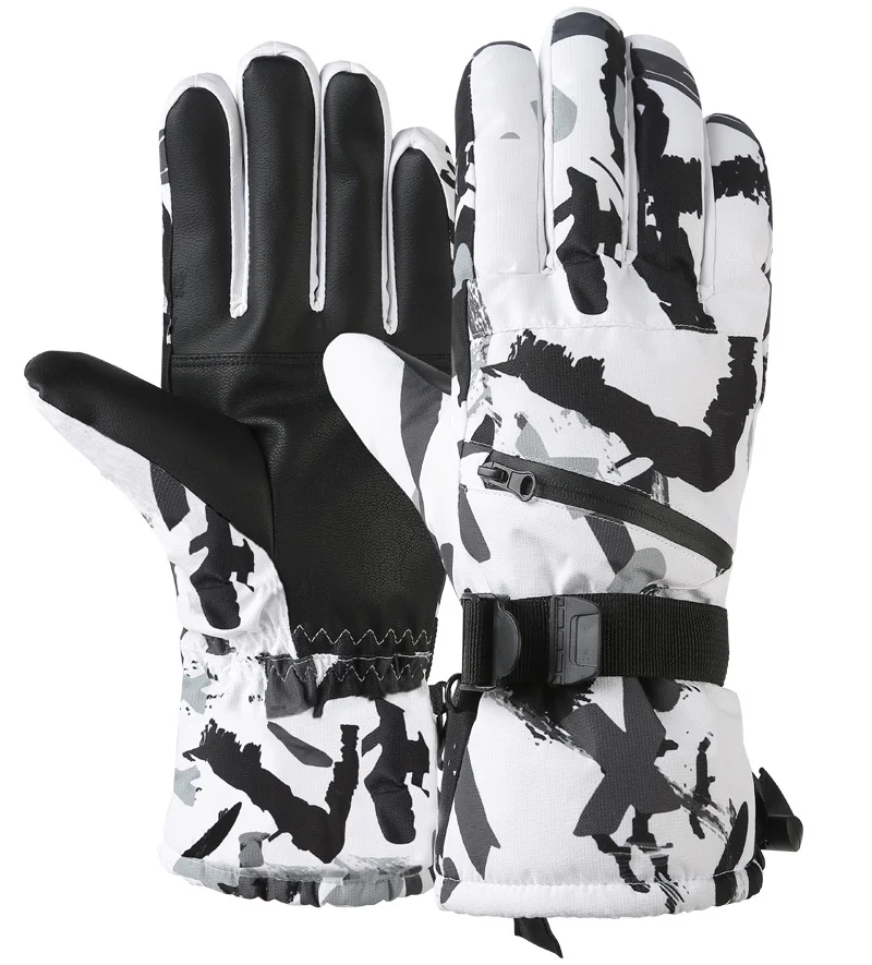 

Winter Snowboard Ski Gloves PU Leather Non-slip Touch Screen Waterproof Motorcycle Cycling Fleece Warm Snow Gloves Unisex