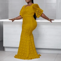 women fashion plus size dress half sleeve hollow floor length high waist american african style street beat female dress