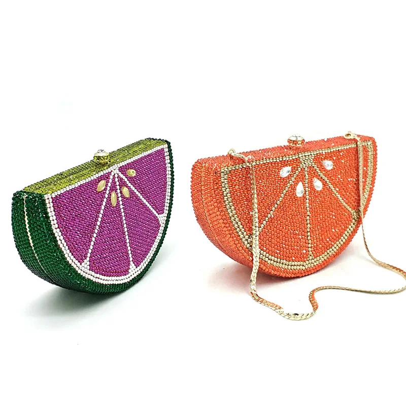 Женские свадебные вечерние кошельки со стразами клатчи с фруктами и оранжевыми