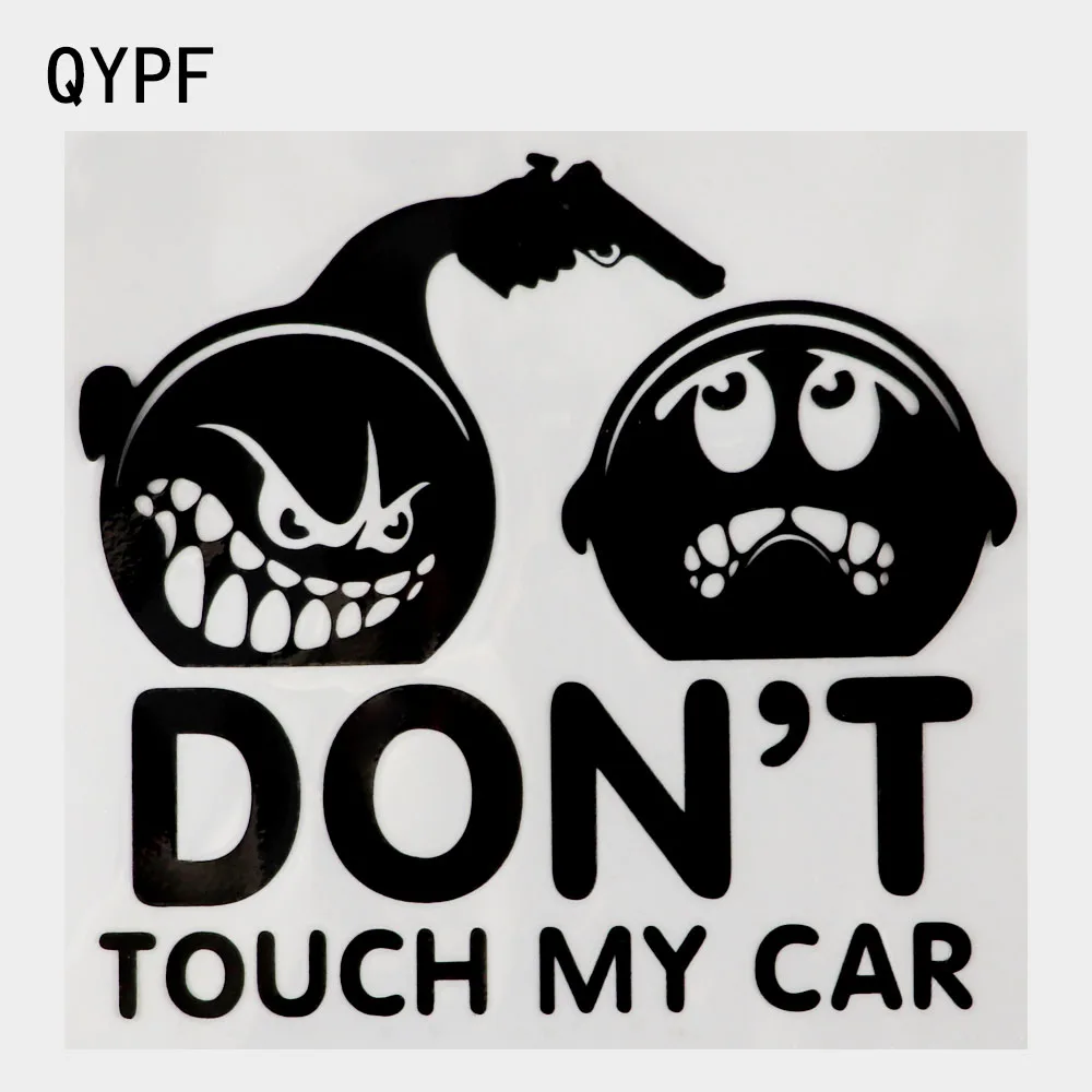 

QYPF 14,4 × 13,2 см, забавная наклейка «Don't Touch My Car», Виниловая наклейка для автомобиля, черный/серебристый 2A-0008