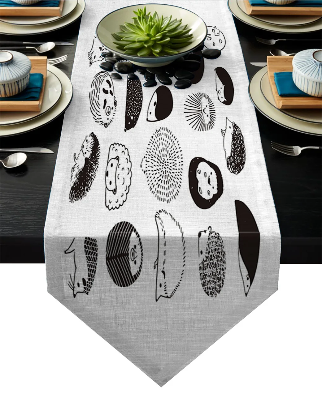 Ручной нарисованный Ежик мультфильм животное настольная дорожка s винтажная