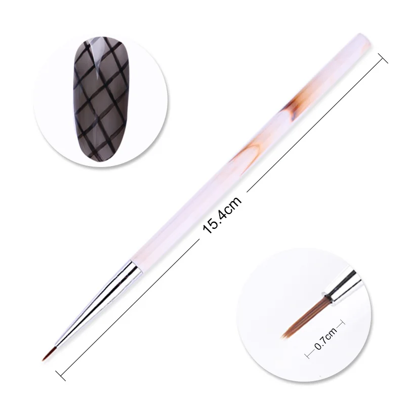 Brush Liner 20mm BORN PRETTY, 1 шт., акриловая ручка для рисования водным мрамором, кисть для рисования серебристыми цветами, инструмент для маникюра и дизайна ногтей, ручка, инструмент для ногтей DIY - Цвет: Brush Liner 20mm