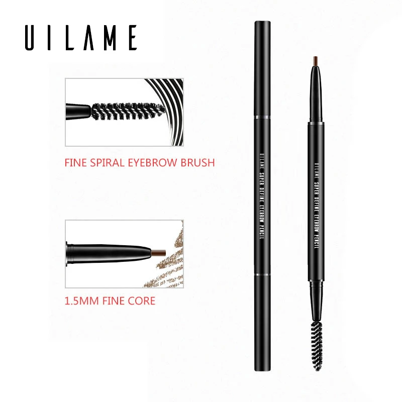 Супер тонкий карандаш для бровей и кисть водостойкая стойкая черная коричневая