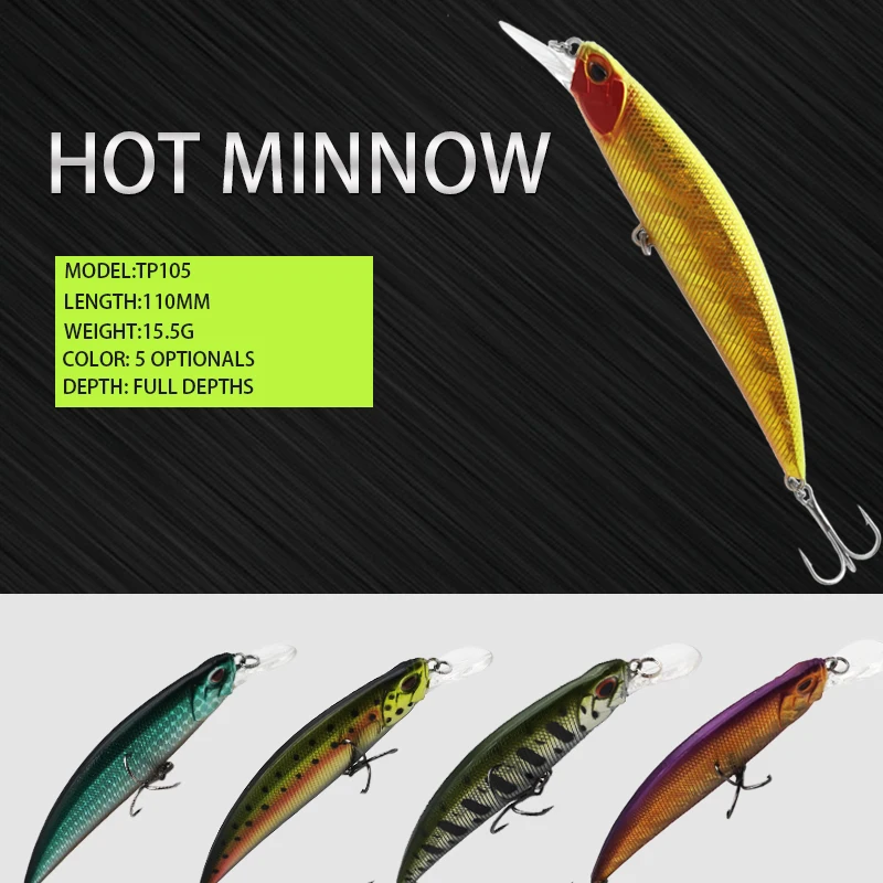 

Приманка-гольян Thritop, 110 мм, 15,5 г, 5 различных цветов, TP105