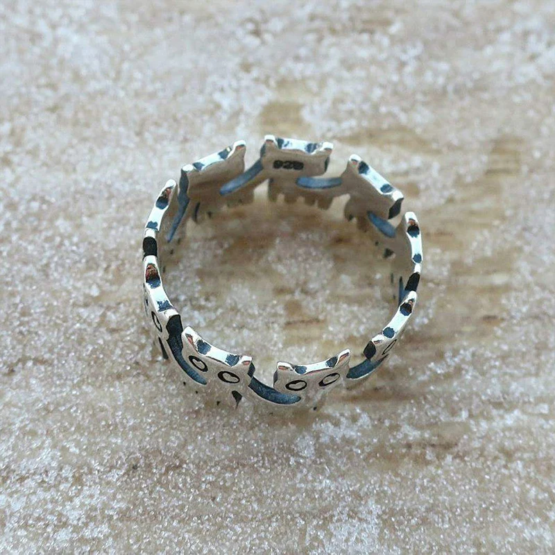 

Cute Cartoon Pet Cat Geometric Silver Color Ring Exquisite Creative Ladies Wedding Ring Accessories Fashion Girl Jewelry Gift