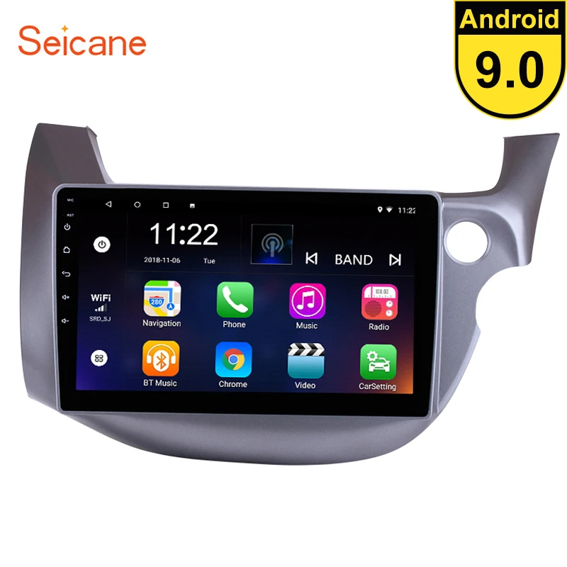 Seicane Android 9,0 Автомагнитола 10,1 дюймов gps навигация головное устройство четырехъядерный для 2007- HONDA FIT JAZZ правый руль автомобиля