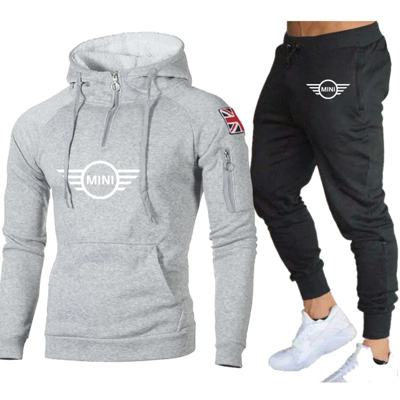 

Spring Autumn Men's suits mini Car Logo Print casual trend cotton Creative collocation Solid color Men's sweatshirt+Pants 2-piec