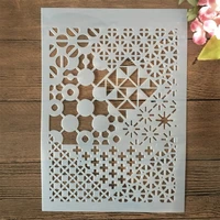a4 29cm geometry symbol texture diy layering stencils wall painting scrapbook embossing hollow embellishment printing lace ruler
