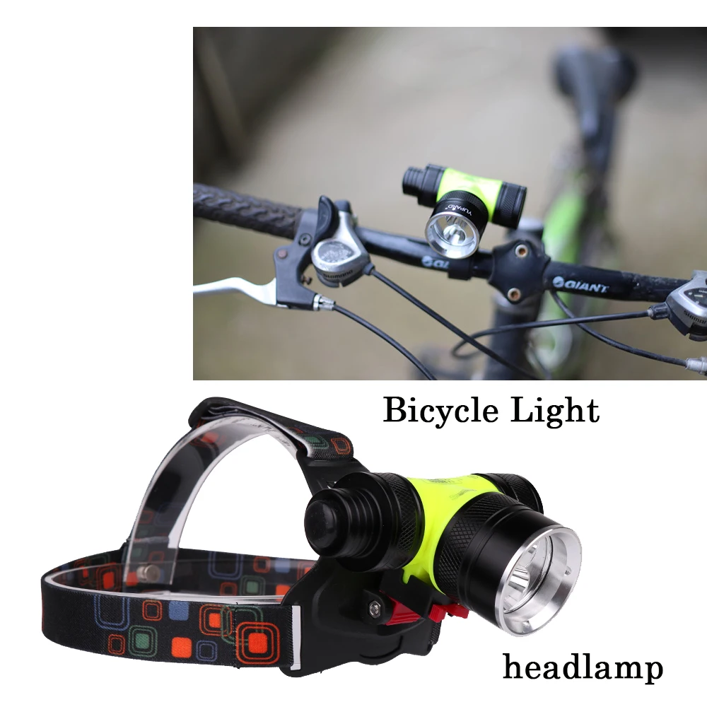 Налобный фонарь водонепроницаемый желтый свет УФ дайвинг налобный 18650 lampe