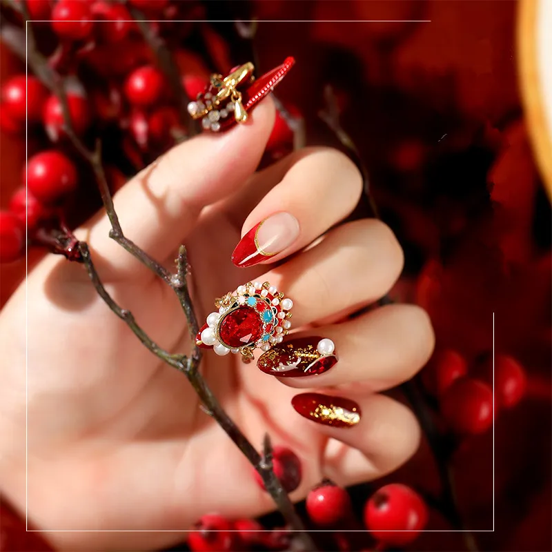 3pcs Chinese Design Drama Line Stone Nail Studs Nails Art Parts for Nail UV Gel Polish Decoration of Nail Accessories