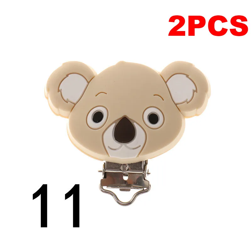 KC-11 Navajo White Fkisbox 2pcs Mouse Pacifier Clip Silicone Bead Baby Teether& Plastic Teething Accessories Nipple Clasps Toy DIY Round Koala - Цвет: KC-11 Navajo White