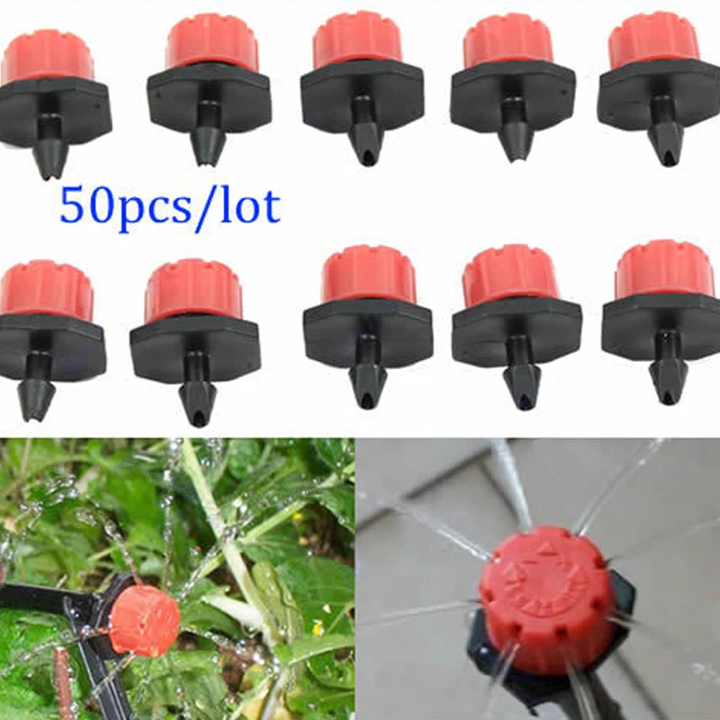 

50xAdjustable орошения сада Туман капельница с микро потоком воды капельная головка комплект шлангов
