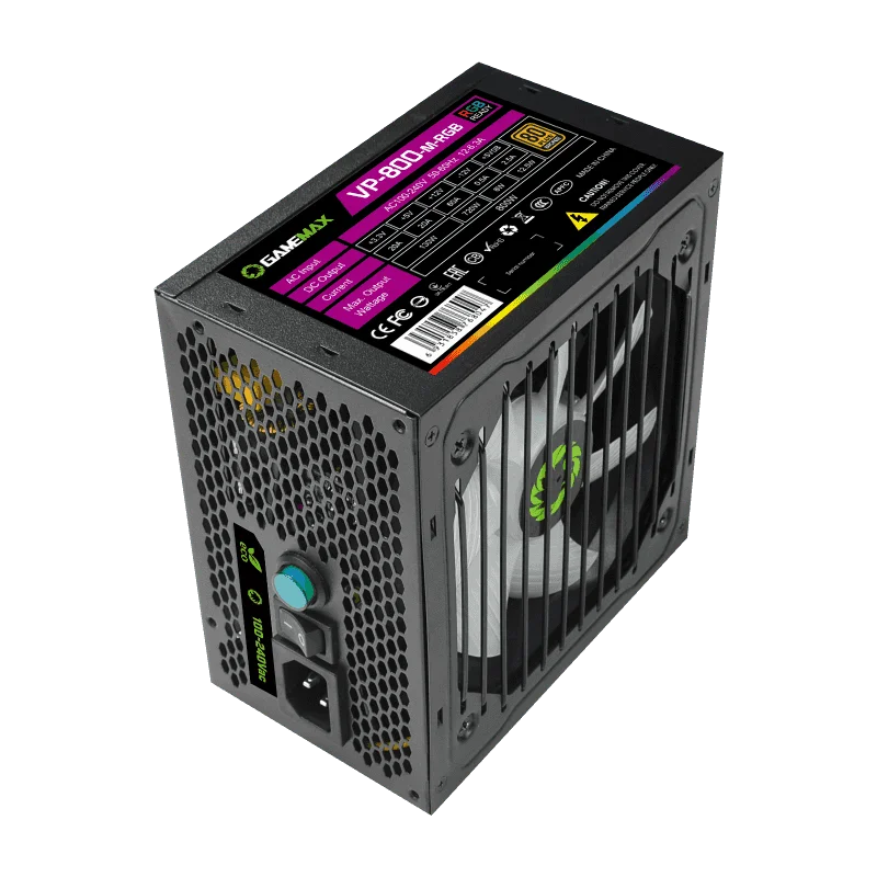 GameMAX Питание RGB блок питания True Номинальная 800 Вт Semi модульный 80 Plus бронза цветная