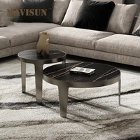 indoor light luxury rock slab coffee table combination high end designer stainless steel modern small apartment living room