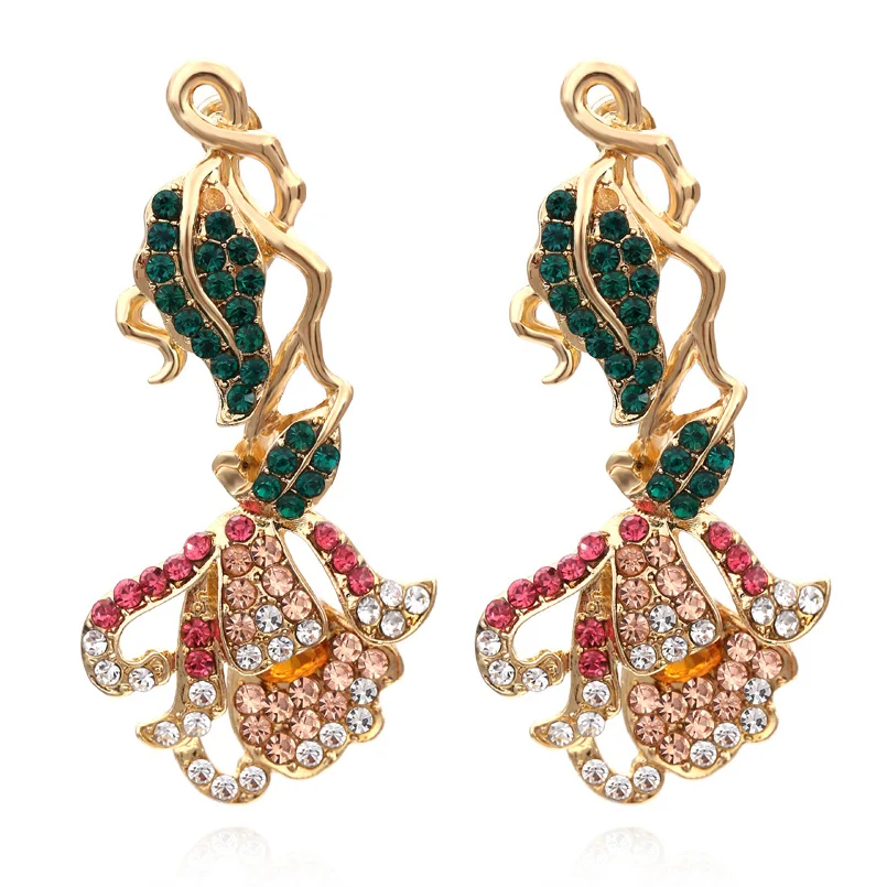 

Vintage Creative Colored Rhinestone Flower Earrings Wholesale