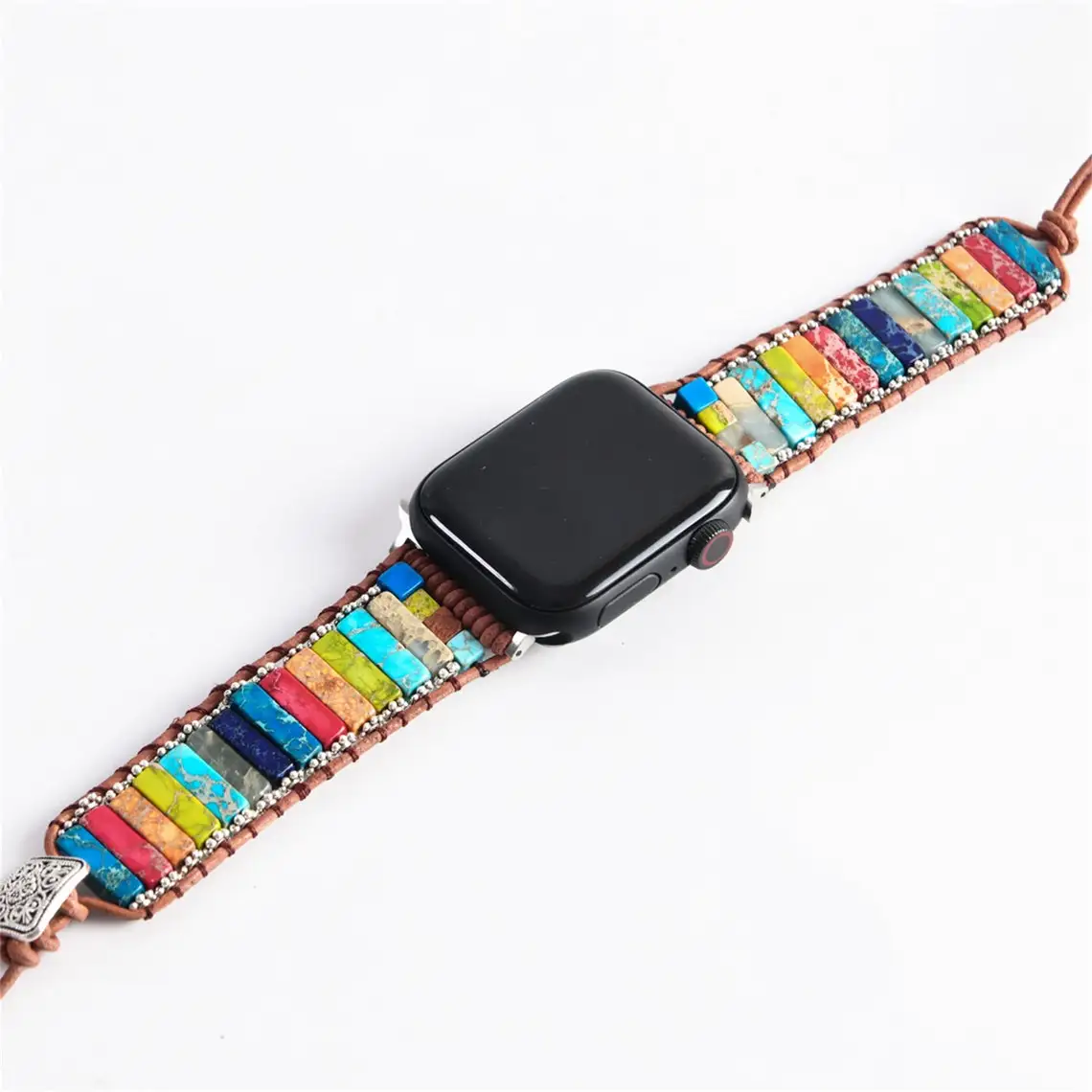 Natural Stone for Apple Watch Strap 38mm/44mm Bohemia Style Beaded Band Smartwatch Bracelet For iwatch series 7 654321SE