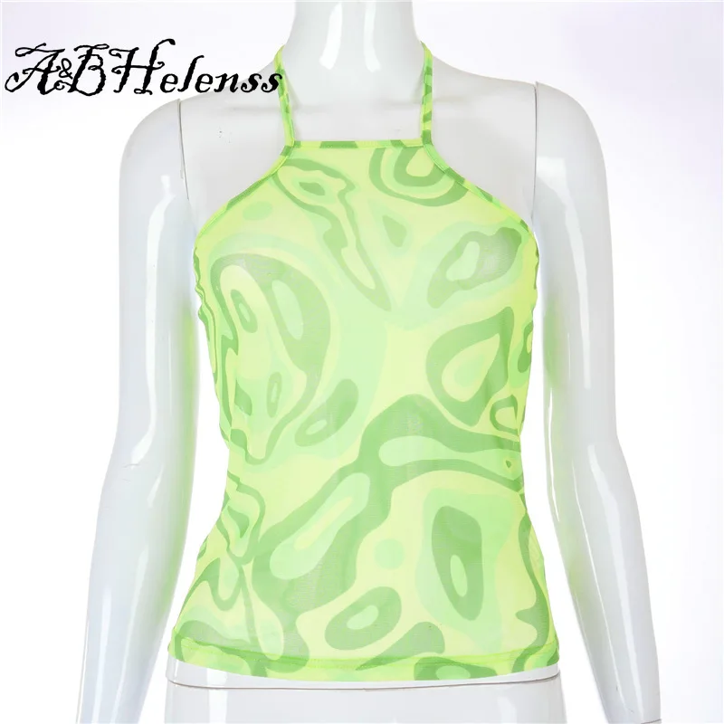 

A&BHelenss Halter Camis 2021 Summer Women Crop Tank Top Paisley Print Sexy Casual Sleeveless Vest Slim Sporty Basic Tops