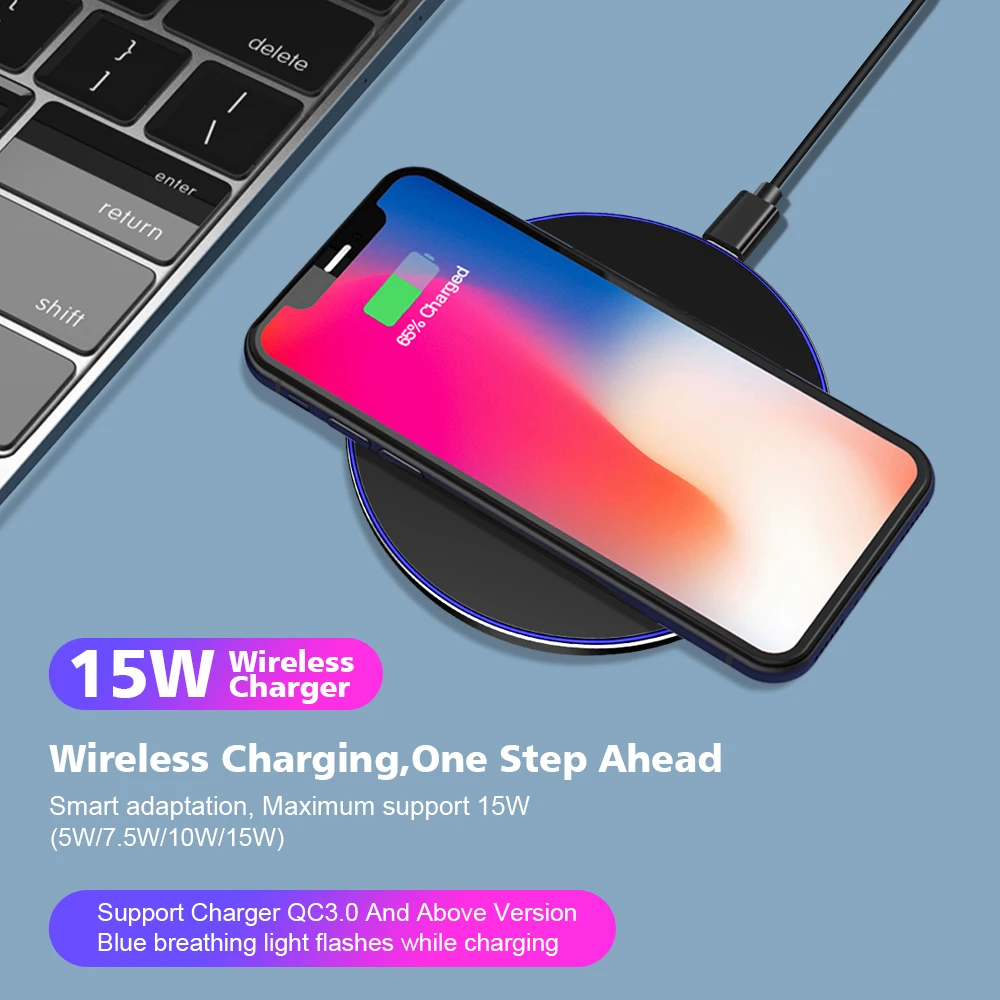 15 Вт Qi Беспроводная зарядная станция для samsung S10 S9 Note 10 S10E Iphone 11 Pro Max XR huawei P30 Pro Беспроводная зарядка индукция