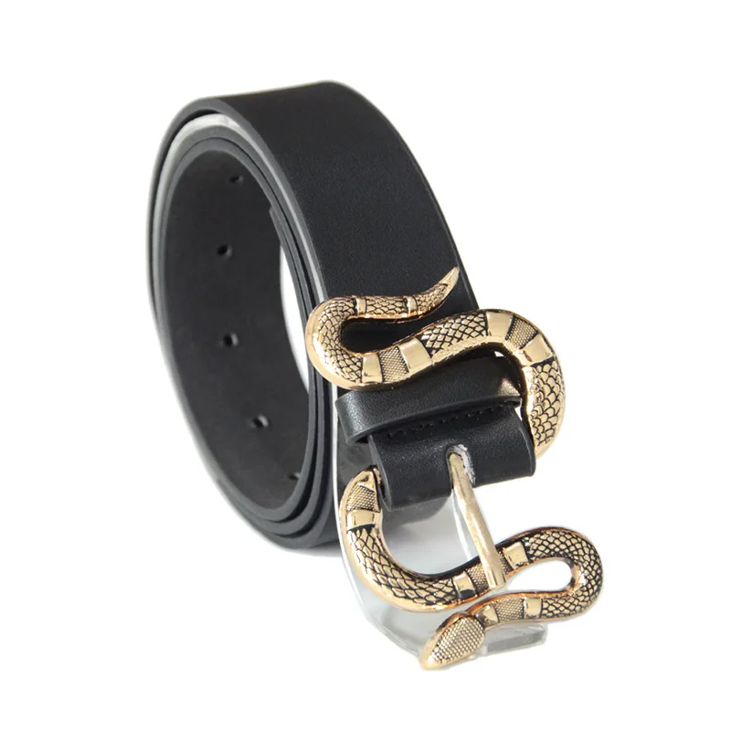 Designer Belts For Women Metal Snake Buckle Jeans Belt Men Pu Leather Waistband High Quality Luxury Brand Adjustable Cummerbunds
