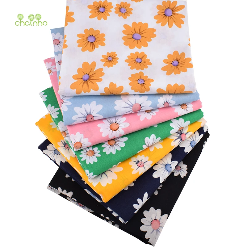 

Fresh Daisy Floral Series Printed Plain Cotton Fabric,DIY Quilting&Sewing Poplin Material For Baby&Children Dress,Shirt,Skirt