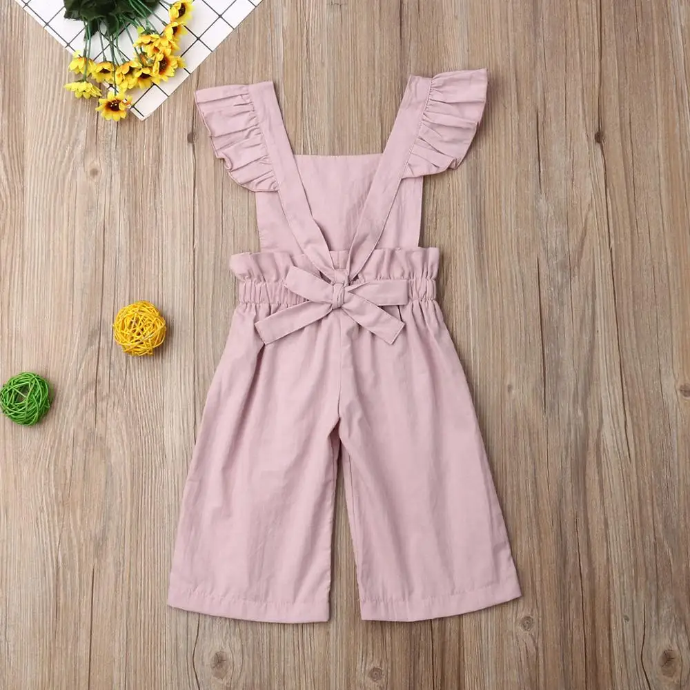 Детский однотонный комбинезон без рукавов PUDCOCO для маленьких девочек длинные