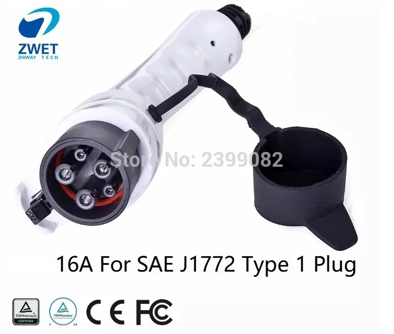 ZWET j1772 evse автомобильное зарядное устройство уровень 2 Режим зарядки 2 штепсельная вилка/AC250V 16A тип 1 штепсельная вилка ZWET зарядное устройство с европейской розеткой вход