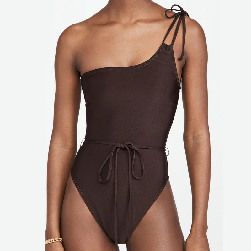 

Купальник на одно плечо 2022, бикини, женский купальный костюм, однотонный купальник, женский пляжный слитный купальник, сексуальный бикини, м...