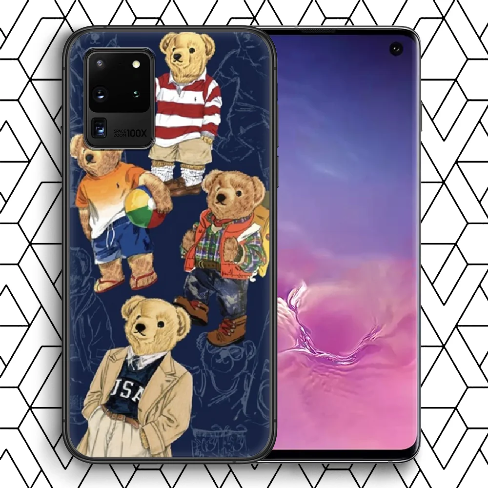

Italy Cartoon Bear Phone Case For Samsung Galaxy Note S 8 9 10 20 E FE lite Uitra Plus black Prime 3D Coque Painting Cell