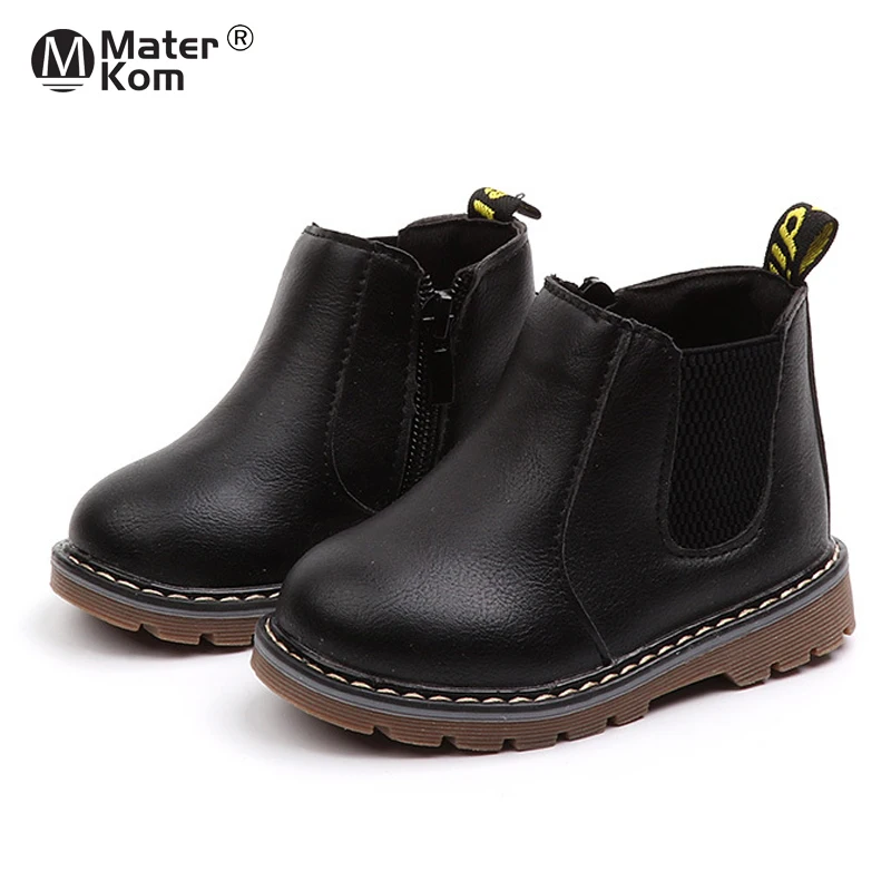

Size 21-30 Girls Lightweight Side Zipper Single Boots Boys Non-slip Shoe Baby Wear-resistant Shoes Children Vintage Martin Boots