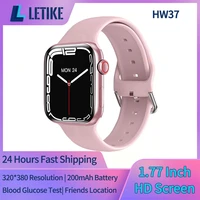 letike hw37 smartwatch smart watch 7 men women blood glucose test android 1 77 inch pk dt100 series 7 w37 pro hw22 plus x8 max