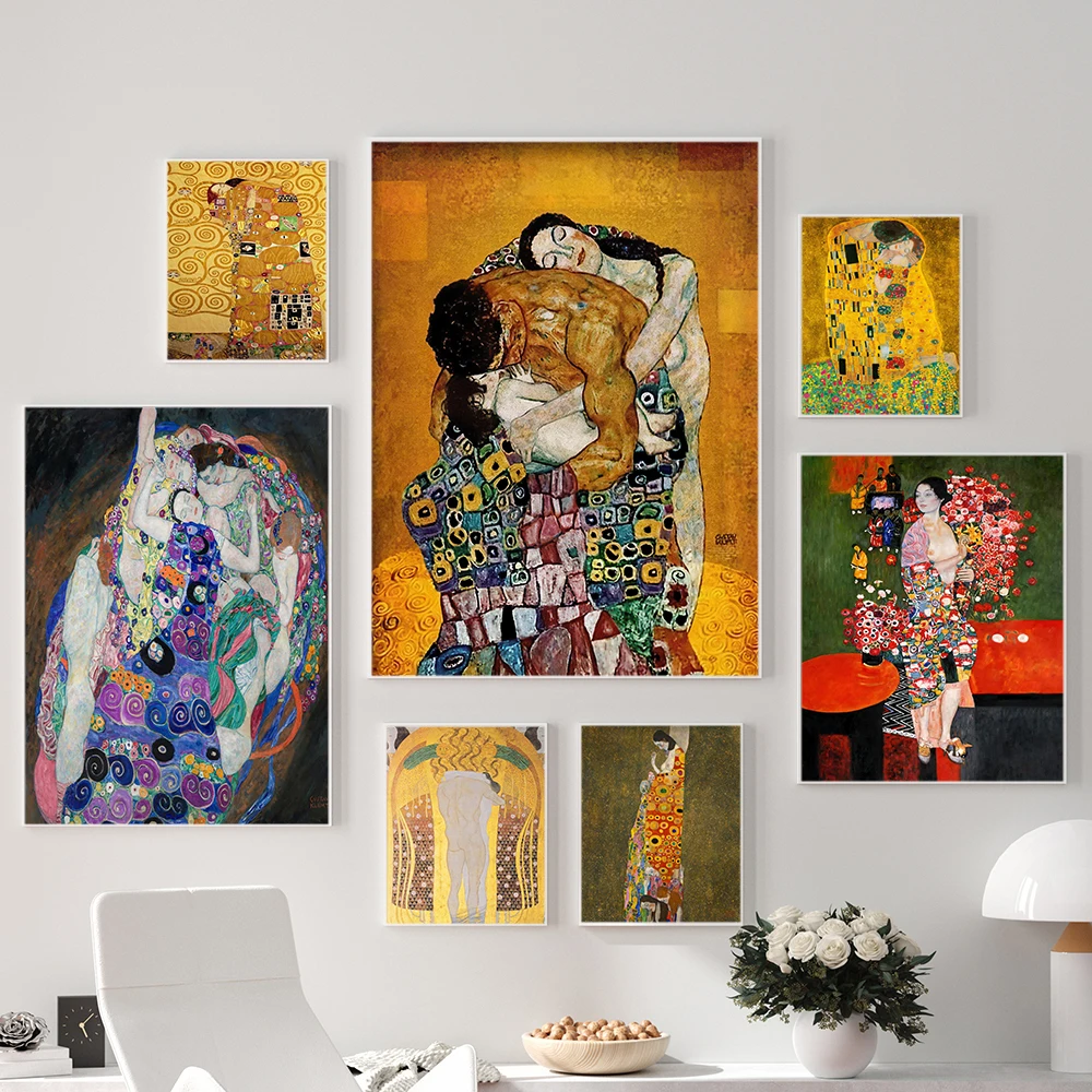 

Художественный постер Gustav Klimt, винтажный классический семейный художественный Рисунок на холсте, абстрактная живопись, настенные картины, ...