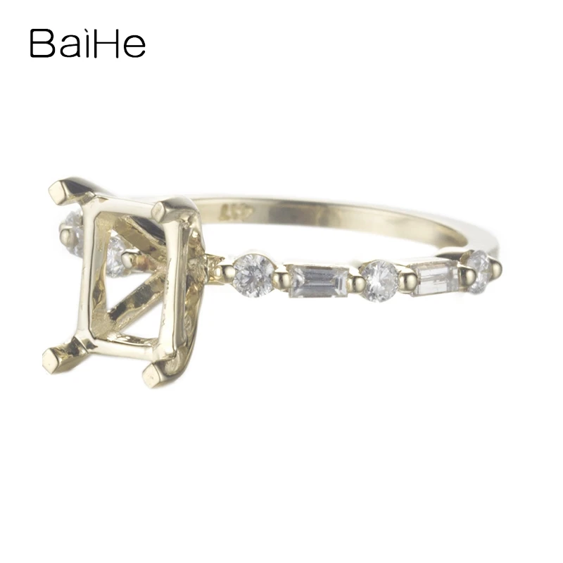 BAIHE однотонное 14K желтое золото сертифицированное изумрудная огранка