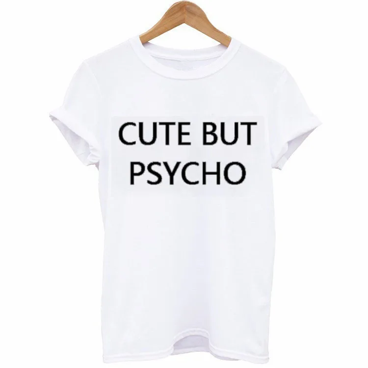 И надписью CUTE BUT PSYCHO (милый чудак) футболка с буквенным принтом для женщин