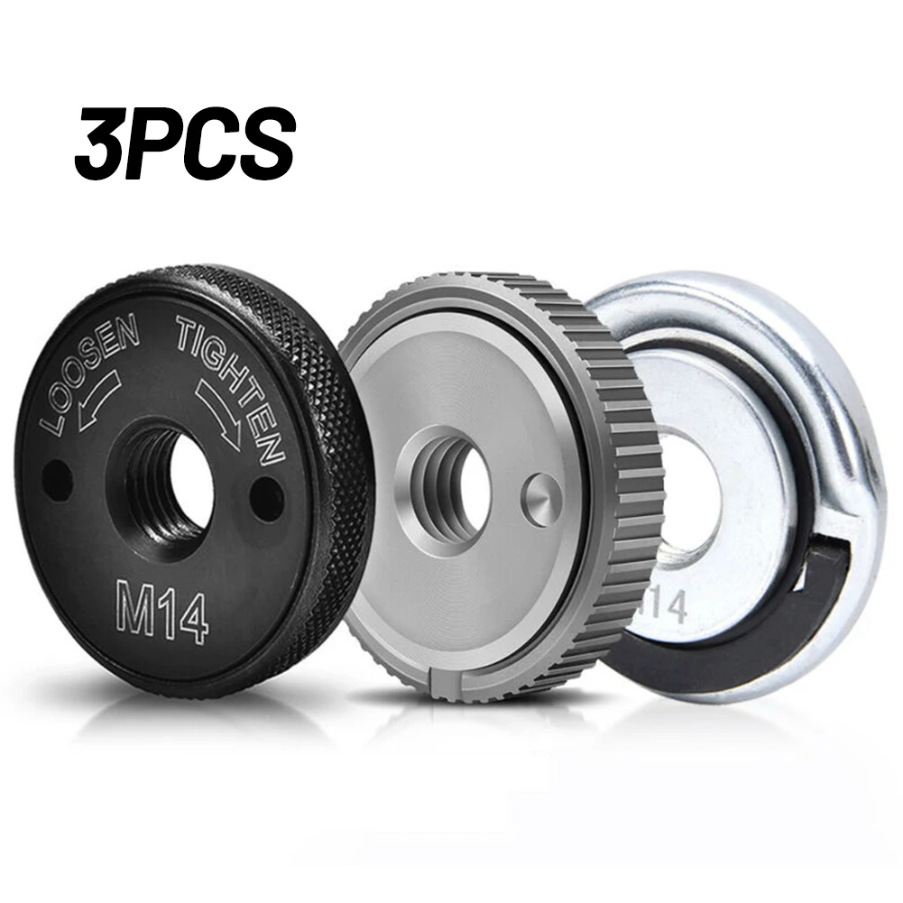 

3Pcs Angle Grinder M14 Thread Inner Outer Flange Nut Set Quick Release Nut Power Replacement For Bosch Metabo Milwaukee Power To
