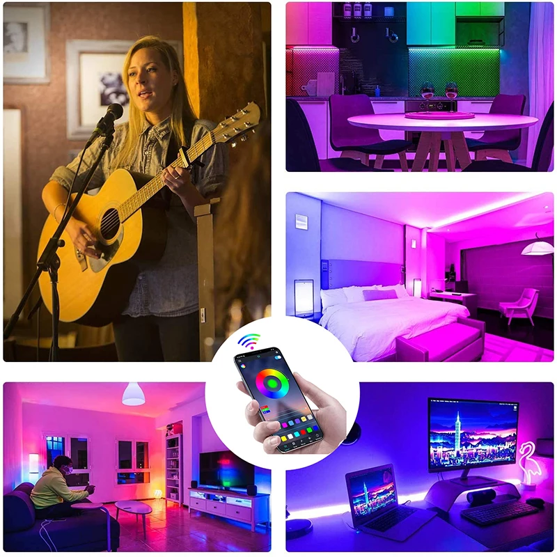 Bluetooth Светодиодные ленты светильник s RGB 5050 SMD гибкая лента Водонепроницаемый