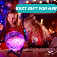 galaxy moon lamp 3d printing moon night light kids night light 16 color change touch and remote control galaxy light as a gift