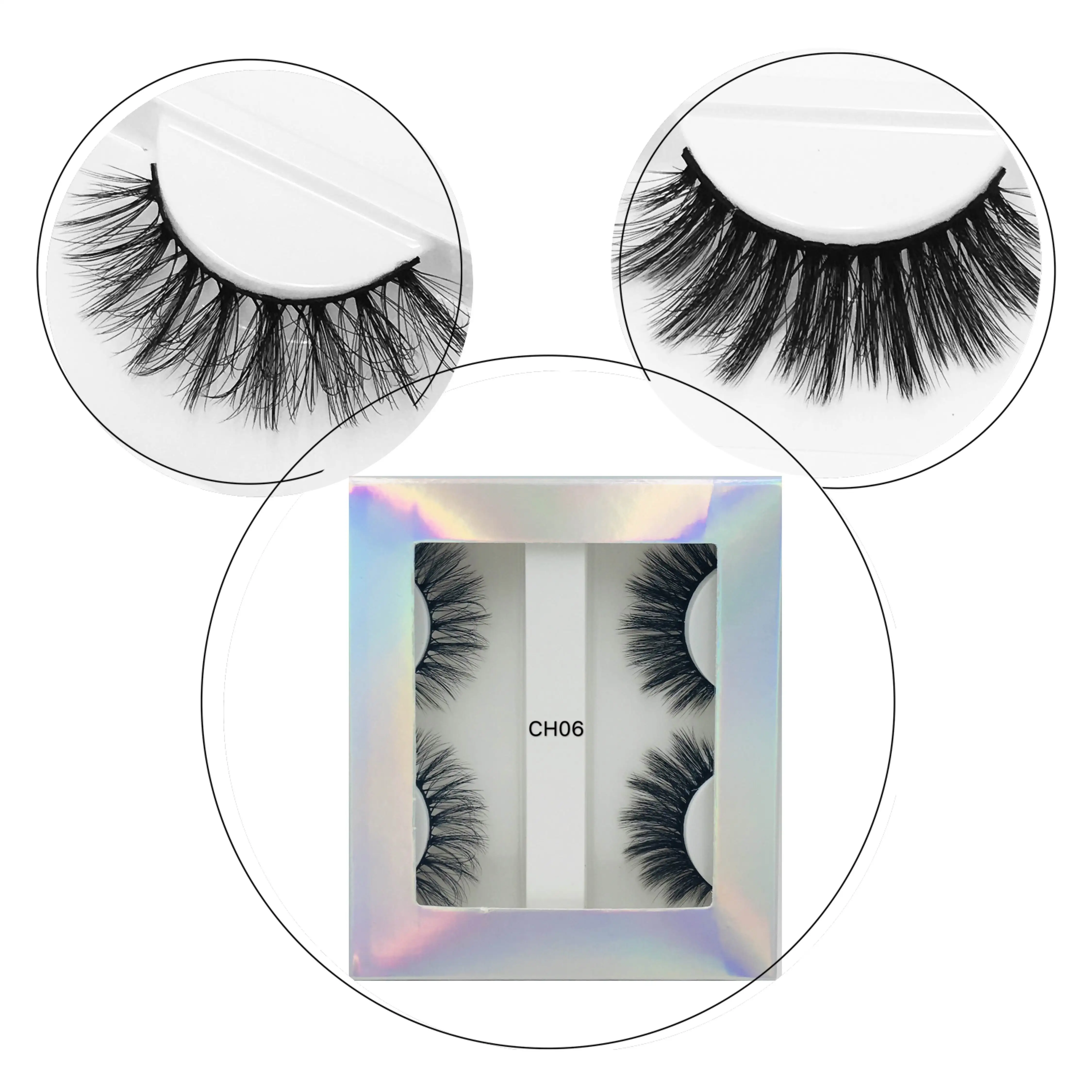 

NEW 2 Pairs Mixed Styles 3D Mink Hair False Eyelashes Handmade Natural Long Eyelash Wispy Fluffy Multilayer Lashes Reusable