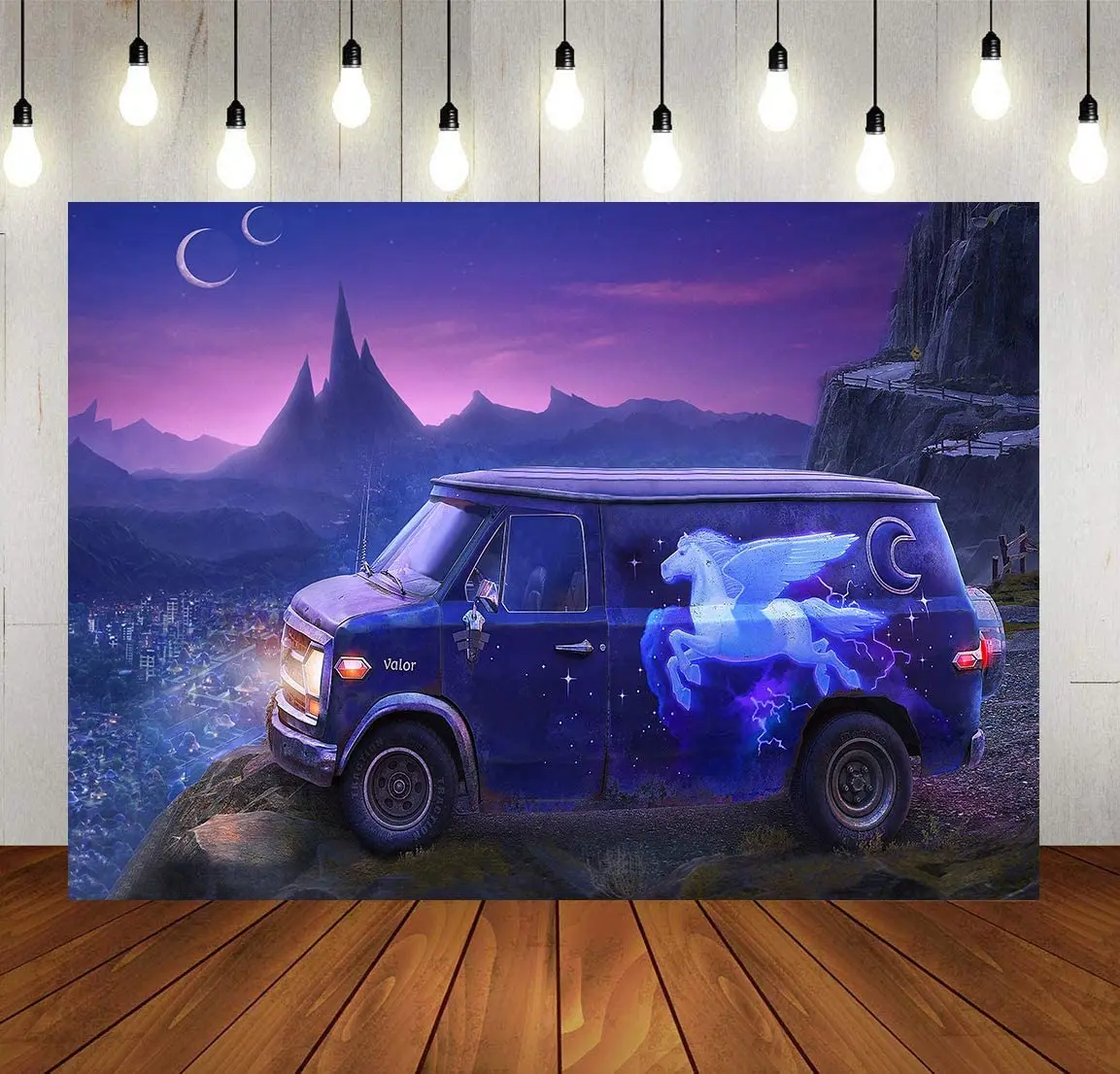 Мультяшный фон для детской темативечерние фотография синий автомобиль задний