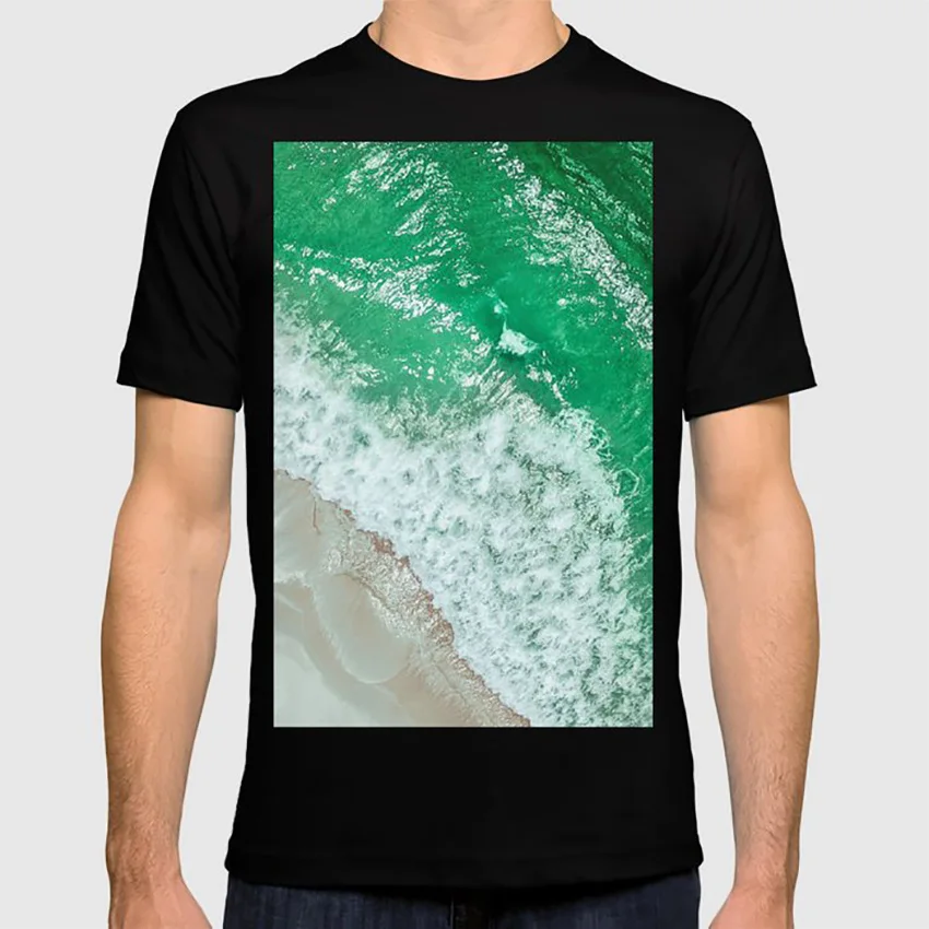 Футболка с изумрудным морем Hdr пленка изумрудно-зеленая морская волна пляжное