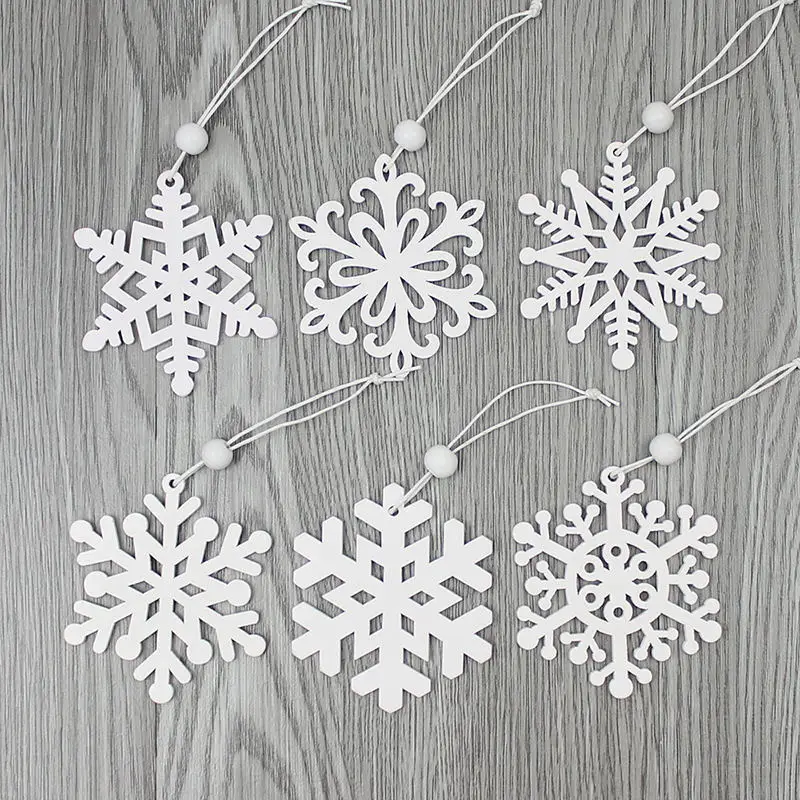 Snow Mixed HUADODO 6 шт. красное и белое деревянное дерево олень снеговик, рождественские украшения Подвески Украшения для рождественской елки вечерние украшения для дома подарок для детей - Цвет: Snow Mixed