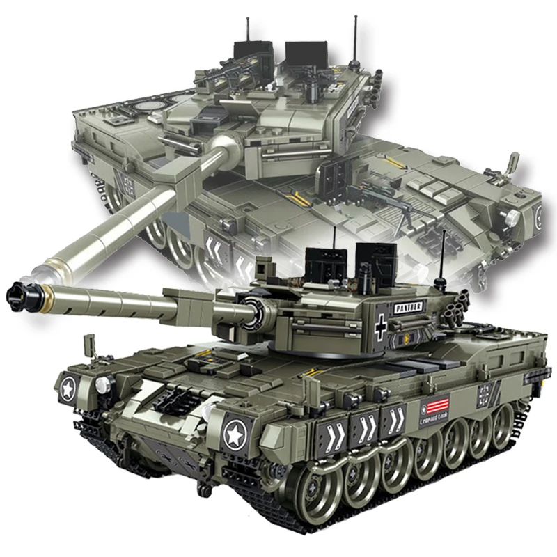 

CB 1747 шт. Леопардовый 2 Основной боевой танк, строительные блоки, Германия WW2, набор деталей, солдаты, детская игрушка, молд, король