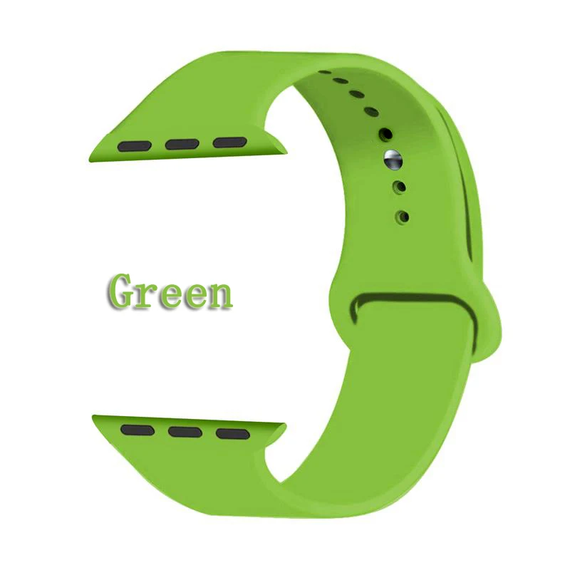 Green Joyozy Sports soft silicone interchangeable apple watch band 42mm 38mm 40mm 44mm for iWatch series 5/4/3/2/1 apple watch band - Цвет ремешка: Green